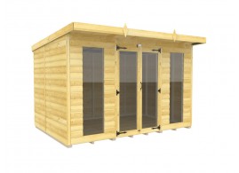 10ft x 7ft Pent Summer House Loglap (Full Height Window)