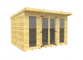 10ft x 8ft Pent Summer House Loglap (Full Height Window)