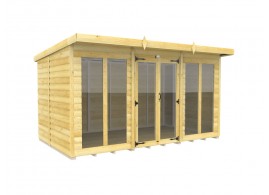 12ft x 7ft Pent Summer House Loglap (Full Height Window)