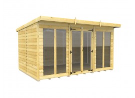 12ft x 8ft Pent Summer House Loglap (Full Height Window)