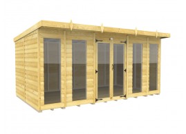 14ft x 8ft Pent Summer House Loglap (Full Height Window)