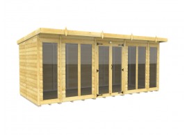 16ft x 7ft Pent Summer House Loglap (Full Height Window)