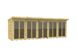 20ft x 6ft Pent Summer House Loglap (Full Height Window)